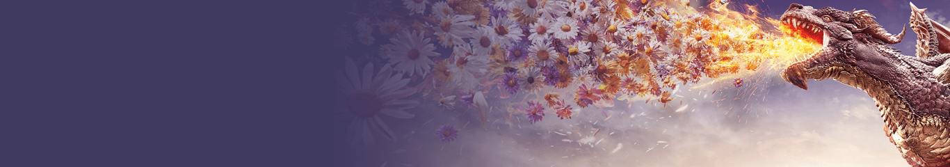 Fire and flower breathing dragon